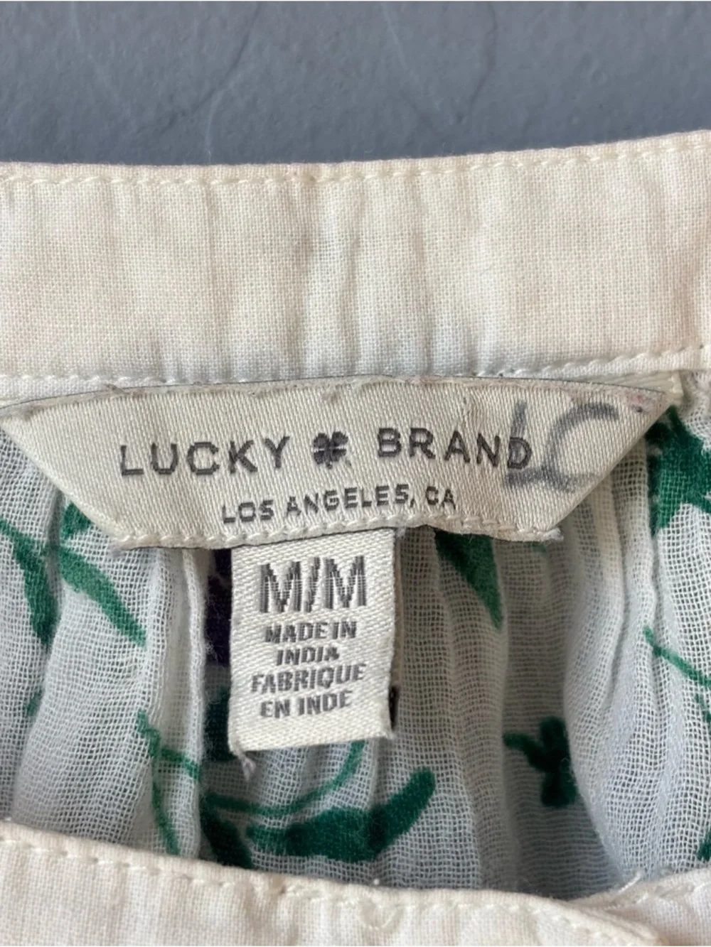 Lucky Brand Floral Button Up Banded Top Womens Medium Relaxed Fit Cotton Boho - Picture 2 of 14